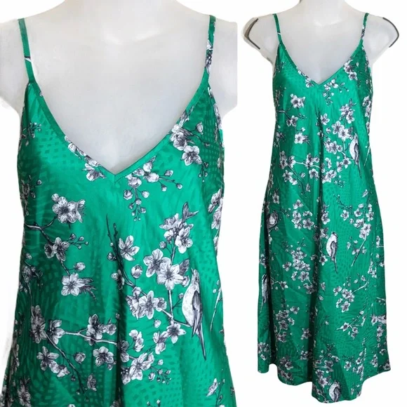 Hutch Emerald Green Floral Printed Slip Dress - Picture 1 of 6